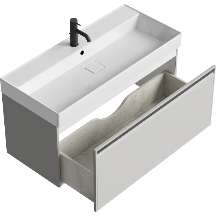 Тумба с раковиной Aqwella Pure 100 серый туман