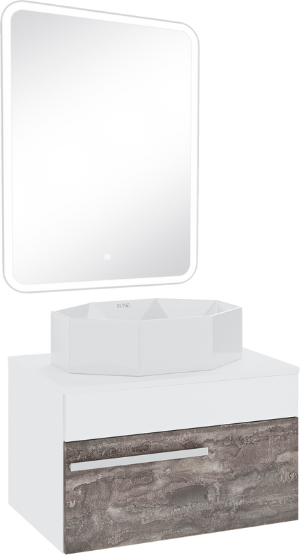 Мебель для ванной комнаты Runo Вудлайн 65 железный камень, раковина Cristallo 50