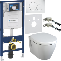 Комплект Унитаз подвесной Ideal Standard Connect E781901 с функцией биде + Крышка + Инсталляция Geberit Duofix UP 320 111.300.00.5 + Кнопка Sigma 01 115.770.11.5 белая + Крепления 111.815.00.1 к стене + Звукоизоляция