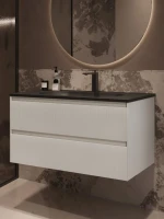 Тумба с раковиной Vincea Welle 100 m.white soft-touch, раковина VCB-4H100A антрацит