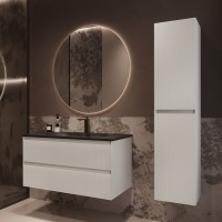 Тумба с раковиной Vincea Welle 100 m.white soft-touch, раковина VCB-4H100A антрацит