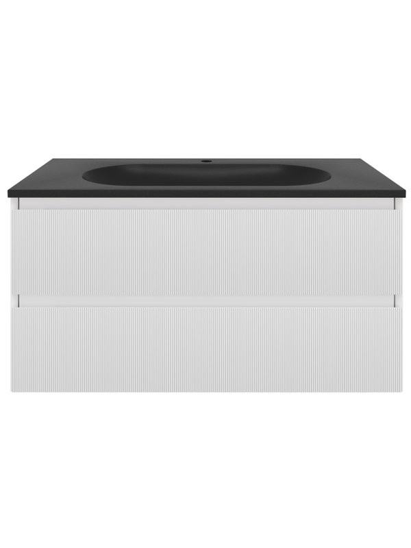 Тумба с раковиной Vincea Welle 100 m.white soft-touch, раковина VCB-4H100A антрацит