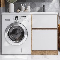 Мебель для ванной комнаты AQUATON Лондри 60 R дуб сантана, белый, зеркало DIWO Элиста