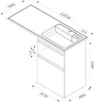 Тумба с раковиной AM.PM X-Joy 60 R под узкую стиральную машину
