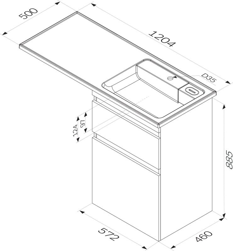 Тумба с раковиной AM.PM X-Joy 60 R под узкую стиральную машину