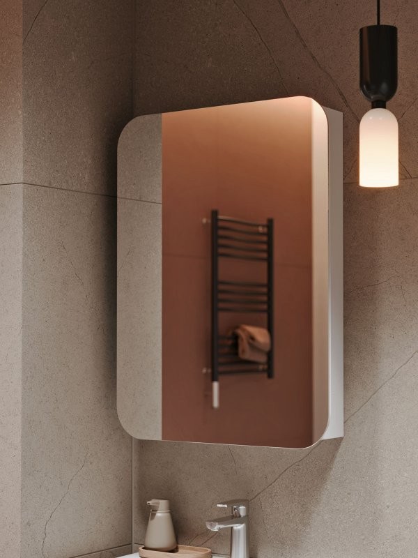 Зеркало-шкаф Alavann Cosmetic 50x75 с приближением, глянцевый белый