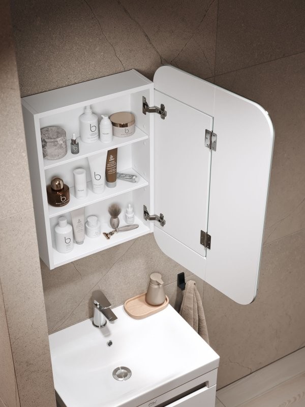 Зеркало-шкаф Alavann Cosmetic 50x75 с приближением, глянцевый белый