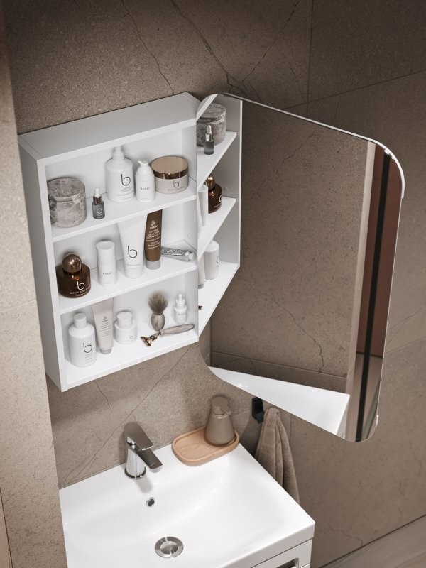 Зеркало-шкаф Alavann Cosmetic 50x75 с приближением, глянцевый белый