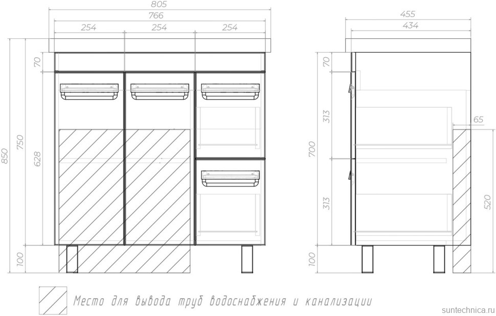Тумба с раковиной Vigo Plaza 80