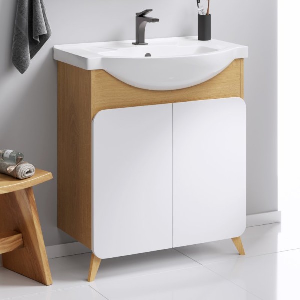 Тумба с раковиной Aqwella Basic 75 дуб золотой