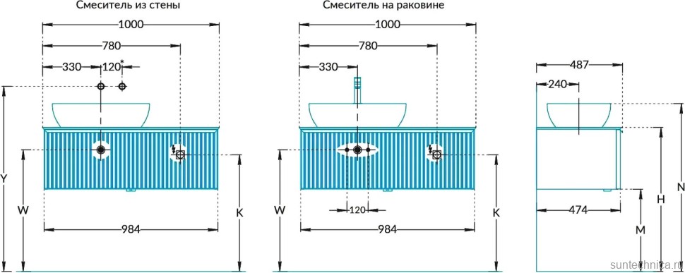 Мебель для ванной комнаты KERAMA MARAZZI Iconico 100 подвесная, 1 ящик, черная, столешница CO5, с раковиной Sabbia 50, белой глянцевой