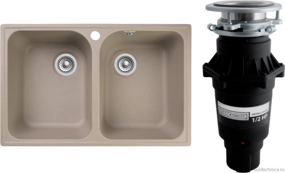 Комплект Мойка GranFest Quarz Z 15 песок + Измельчитель Bone Crusher BC 810-SL Slim Line