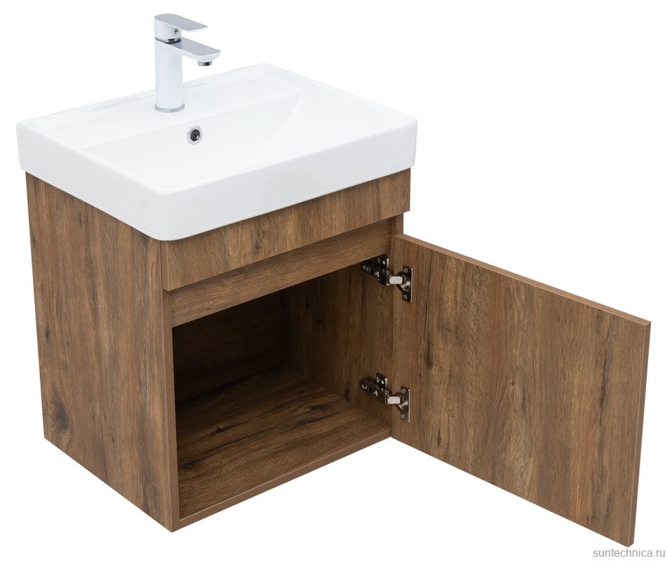 Тумба с раковиной Aquanet Оптима 50 подвесная, дуб рустикальный
