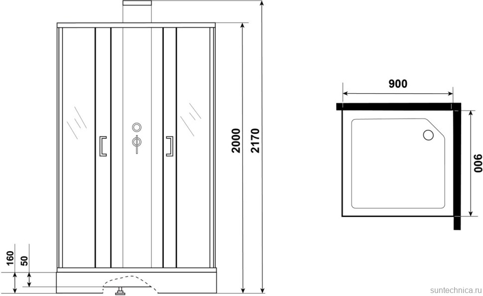 Душевая кабина Grossman Elegance GR251Q 90х90 см, без крыши