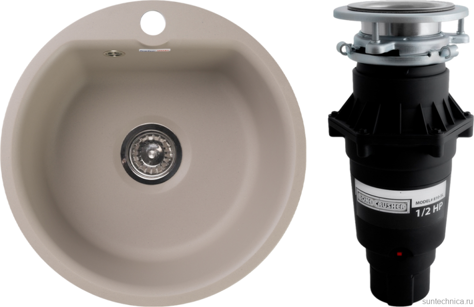 Комплект Мойка GranFest Smart SM 435 песочный + Измельчитель Bone Crusher BC 810-SL Slim Line