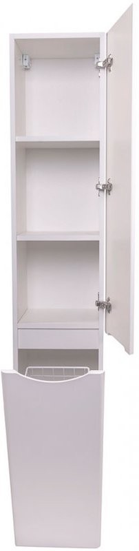 Шкаф пенал для ванной Style Line Бергамо Люкс Plus 30 с бельевой корзиной, антискрейтч белый