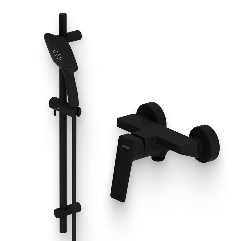 Душевой комплект Смеситель для душа Damixa Merkur 402000300 черный + Гарнитур Galaxy DX75150300