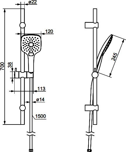 Душевой комплект Смеситель для душа Damixa Merkur 402000300 черный + Гарнитур Galaxy DX75150300