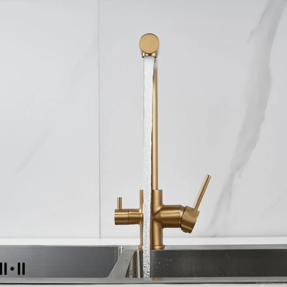 Смеситель для кухни Shevanik S328G золотой сатин