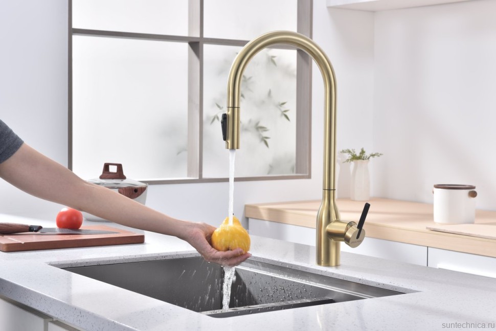 Смеситель для кухни Paulmark Universal Un213880-SBG светлое брашированное золото