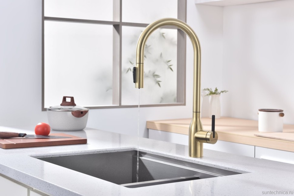 Смеситель для кухни Paulmark Universal Un213880-SBG светлое брашированное золото
