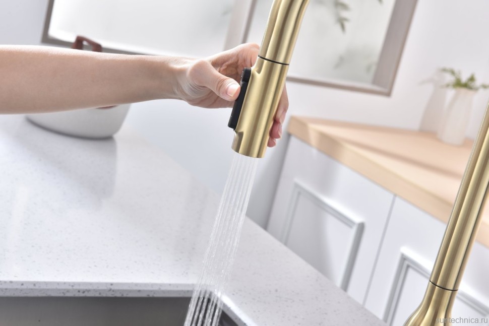 Смеситель для кухни Paulmark Universal Un213880-SBG светлое брашированное золото