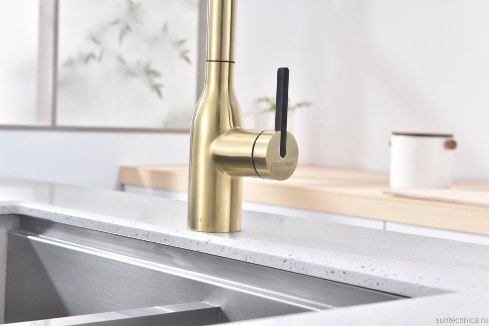 Смеситель для кухни Paulmark Universal Un213880-SBG светлое брашированное золото