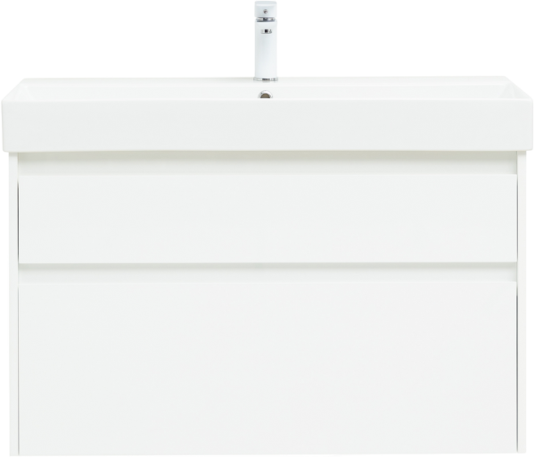 Тумба под раковину Aquanet Nova Lite 100 белая глянцевая, 2 ящика