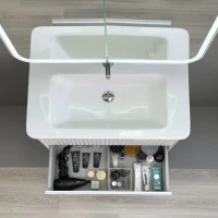 Тумба с раковиной Alavann Wave 80 подвесная, белая