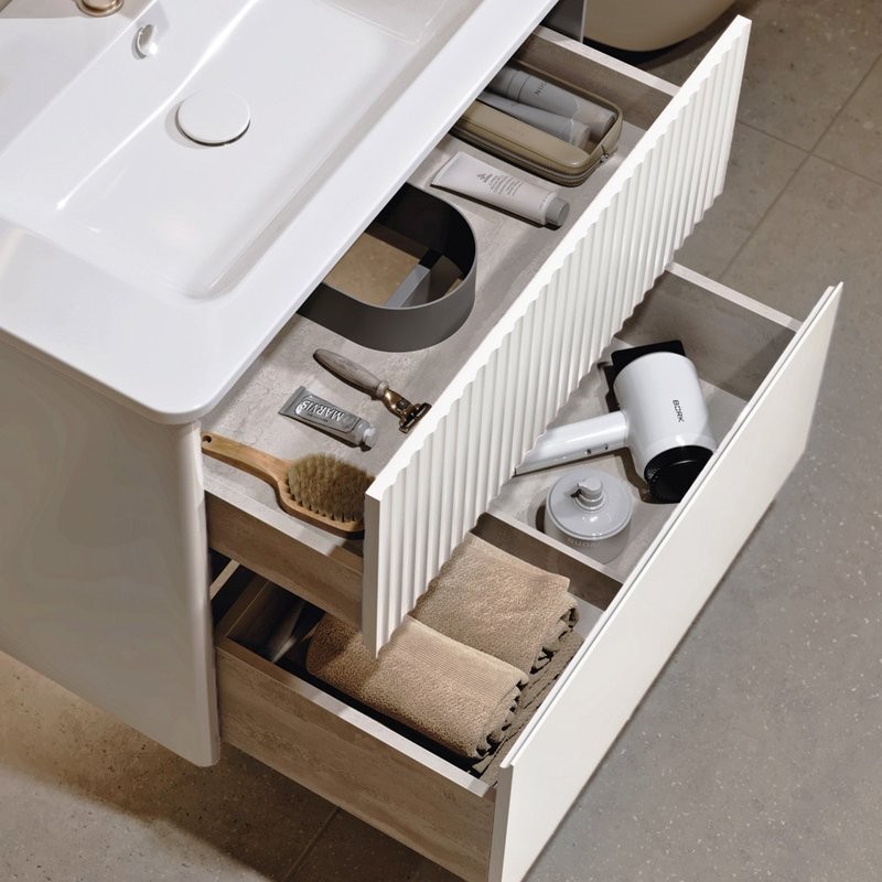 Тумба с раковиной Alavann Wave 80 подвесная, белая