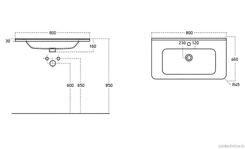 Тумба с раковиной Alavann Wave 80 подвесная, белая