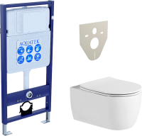 Комплект Унитаз подвесной AQUATEK Европа New AQ1106L-00 безободковый, с микролифтом + Инсталляция Standard INS-0000012