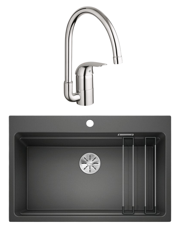 Комплект Мойка Blanco Etagon 8 антрацит + Смеситель Grohe Euroeco