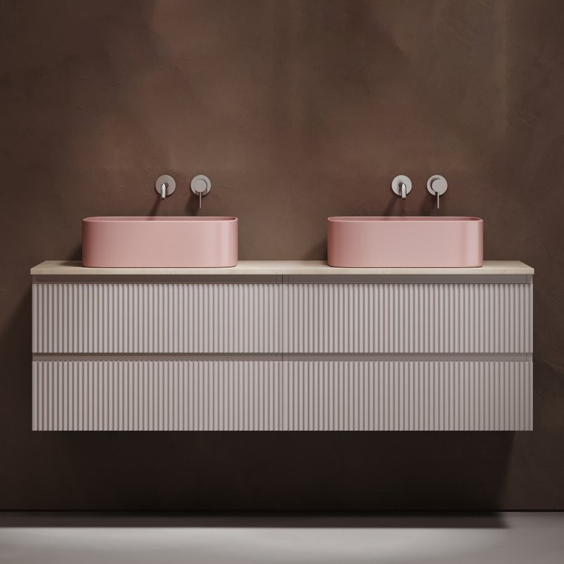 Тумба с раковиной Sancos Snob R 160 doha soft, столешница бежевая TT160A2, раковина CN6052MP