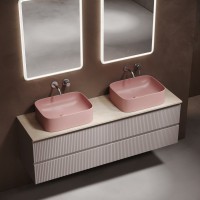 Тумба с раковиной Sancos Snob R 160 doha soft, столешница бежевая TT160A2, раковина CN6052MP