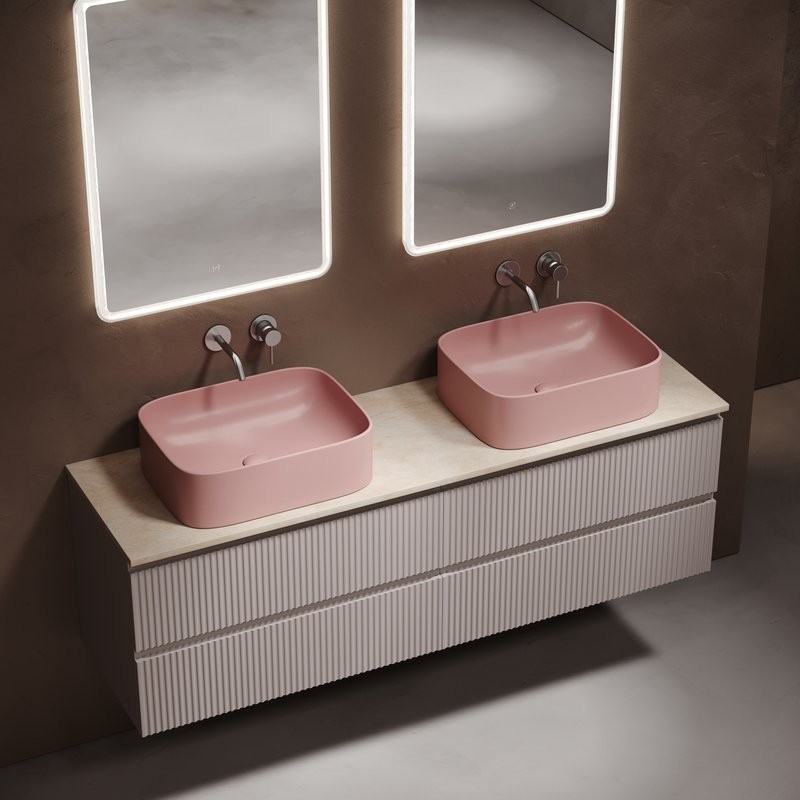 Тумба с раковиной Sancos Snob R 160 doha soft, столешница бежевая TT160A2, раковина CN6052MP