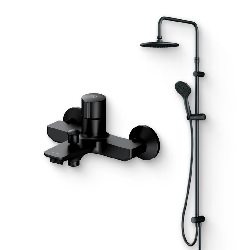 Душевой комплект Смеситель AM.PM X-Joy TouchReel F85A10522 черный + Стойка Gem F0790022