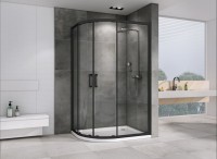 Душевой уголок Abber Schwarzer Diamant AG01180B 100x80, профиль черный, стекло прозрачное