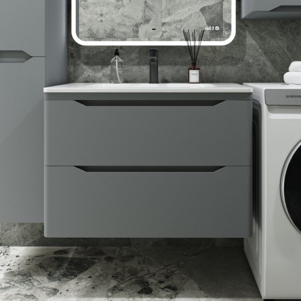 Тумба с раковиной Style Line Марелла 80 подвесная, серая