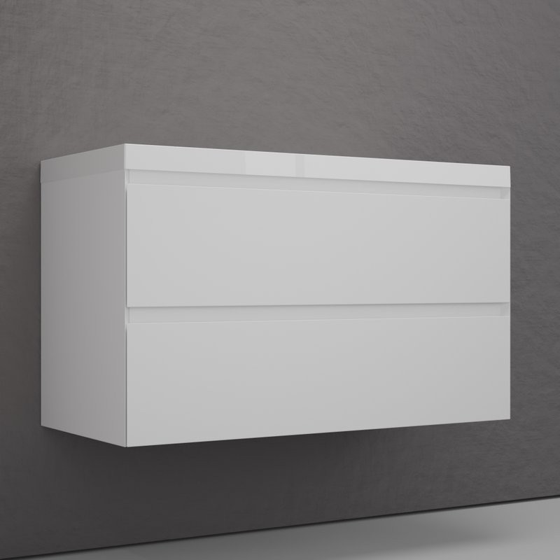 Тумба подвесная "Манхэттен 100" ЭМАЛЬ, под раковину ASTI, 2 ящика, PLUS, белый