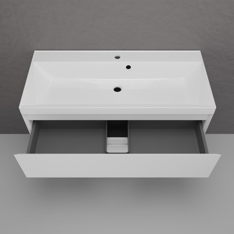 Тумба подвесная "Манхэттен 100" ЭМАЛЬ, под раковину ASTI, 2 ящика, PLUS, белый