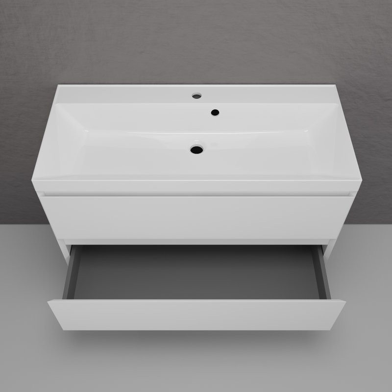 Тумба подвесная "Манхэттен 100" ЭМАЛЬ, под раковину ASTI, 2 ящика, PLUS, белый