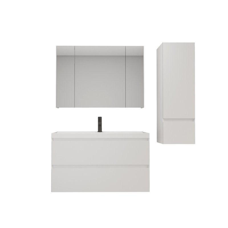 Тумба подвесная "Манхэттен 100" ЭМАЛЬ, под раковину ASTI, 2 ящика, PLUS, белый