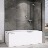 Шторка на ванну Abber Immer Offen AG71100B 100x140, профиль черный, стекло прозрачное