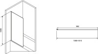 Шторка на ванну Abber Immer Offen AG71100B 100x140, профиль черный, стекло прозрачное