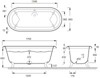 Чугунная ванна Jacob Delafon Cleo Cleo E2901N-00 175x80 см, отдельностоящая, белая, овальная, 175x80 белая