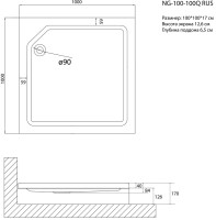 Поддон для душа Niagara Nova 1001001QRUS 100x100 см, квадратный