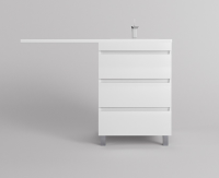 Тумба с раковиной Style Line Даллас Леон 120 R Люкс Plus напольная, белая, для стиральной машины, 3 ящика