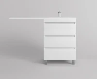 Тумба с раковиной Style Line Даллас Леон 120 R Люкс Plus напольная, белая, для стиральной машины, 3 ящика