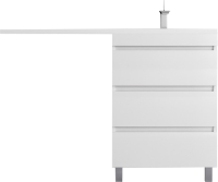 Тумба с раковиной Style Line Даллас Леон 120 R Люкс Plus напольная, белая, для стиральной машины, 3 ящика